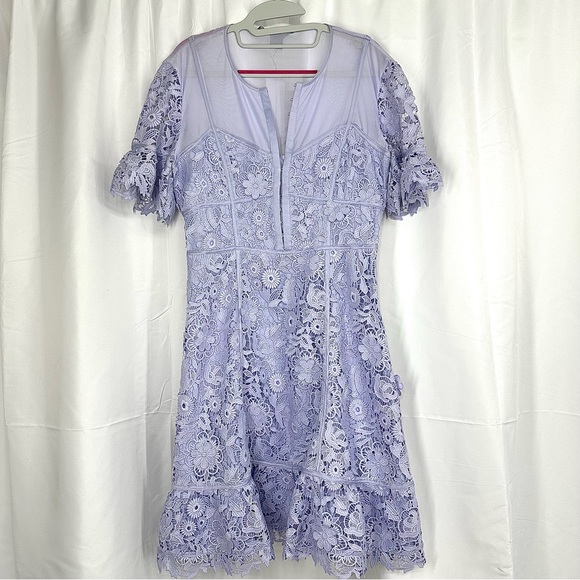 NWT French Connection Cabello Lace Dress Cosmic Sky Lavender sz 8 - Picture 3 of 10